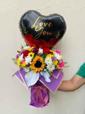 Amor-aniversario-Bouquets de Flores con Globo