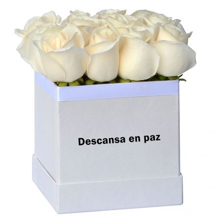 Funerario- Box cuadrado de rosas blancas