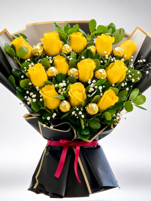 Dia de las Flores Amarillas - Buchón de Rosas y chocolates