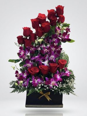 Cumpleaños-Box rosas y orquideas
