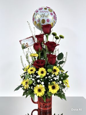 Dia de las Secretaria -Taza floral