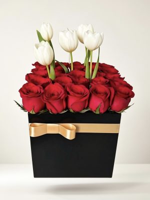 Amor-aniversario-Box De Rosas y Tulipanes