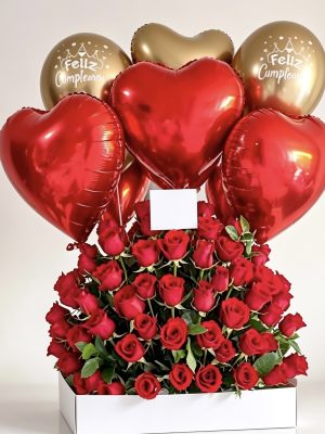 Arreglo Maxi – Box de Rosas Con Globos
